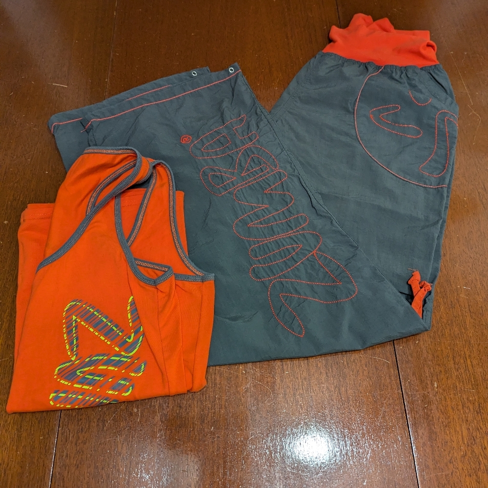 Zumba Charcoal Grey and Orange Cargo Pants and Tank Top